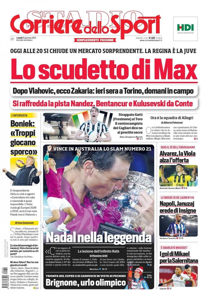 EDICOLA CDS – Lo scudetto di Max. Boniek: “Troppi giocano sporco” - immagine 1