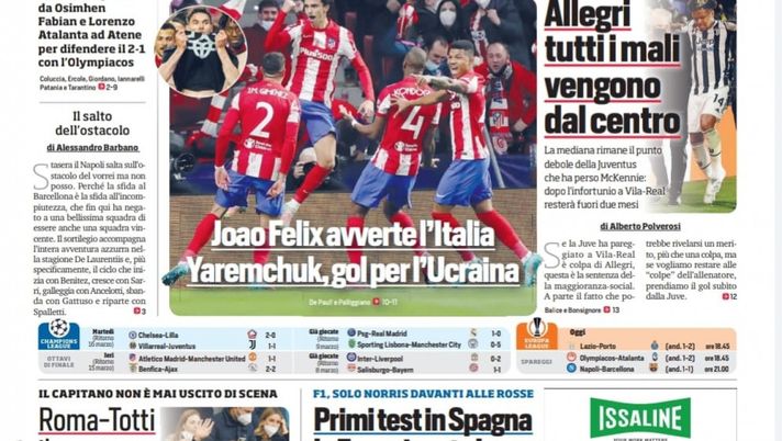 Prima Pagina, Corriere dello Sport: “La Noche del Diez. Joao Felix avverte l’Italia” - immagine 1