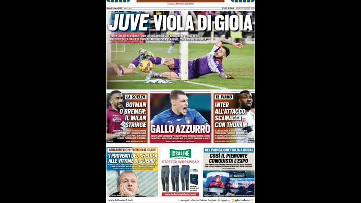 Prima Pagina, Tuttosport: “Belotti sarà convocato per gli spareggi Nazionali” Prima Pagina