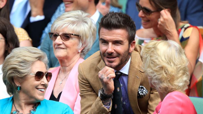 LONDON, ENGLAND - JULY 11: Former footballer David Beckham attend the Royal Box during Day Ten of The Championships - Wimbledon 2019 at All England Lawn Tennis and Croquet Club on July 11, 2019 in London, England. (Photo by Adam Davy - Pool/Getty Images) LONDON, ENGLAND - JULY 11: Former footballer David Beckham attend the Royal Box during Day Ten of The Championships - Wimbledon 2019 at All England Lawn Tennis and Croquet Club on July 11, 2019 in London, England. (Photo by Adam Davy - Pool/Getty Images)