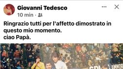 Giovanni Tedesco dopo la morte del padre Peppino: l’ex Palermo ringrazia sui social