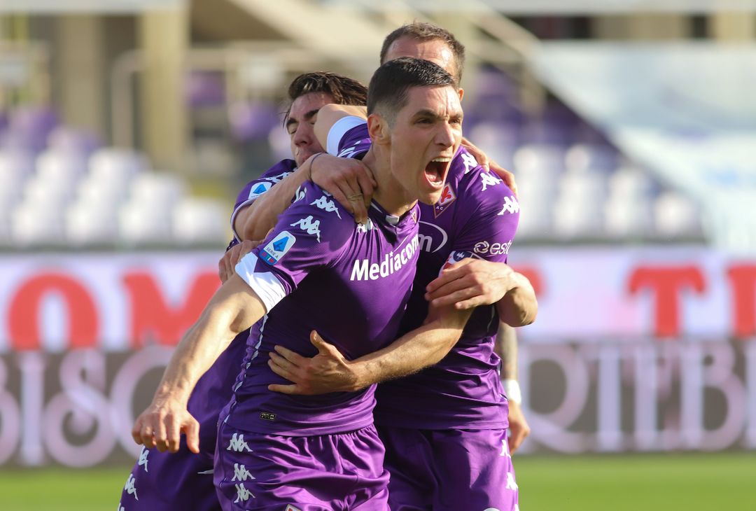  GERMOGLI PH: 7 MARZO 2021 FIRENZE STADIO ARTEMIO FRANCHI SERIE A FIORENTINA VS PARMA NELLA FOTO GOL ESULTANZA MILENKOVIC 