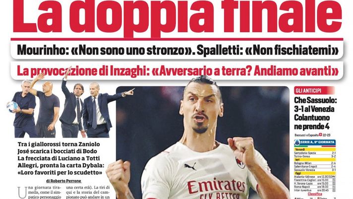 EDICOLA CDS – La doppia finale: Roma-Napoli e Inter-Juve, Milan vola in testa EDICOLA CDS – La doppia finale: Roma-Napoli e Inter-Juve, Milan vola in testa - immagine 1