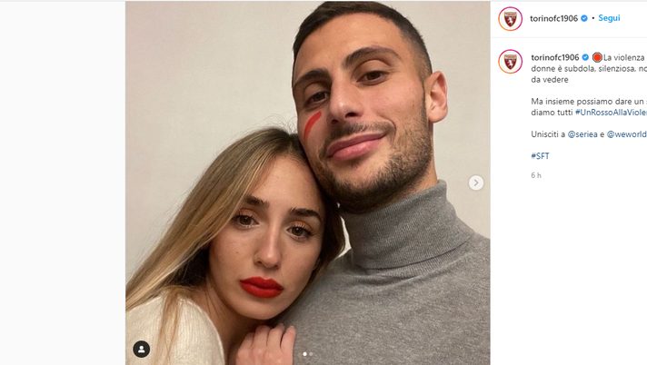 Il Torino e la campagna #unrossoallaviolenza: Mandragora e Baselli i testimonial - immagine 1