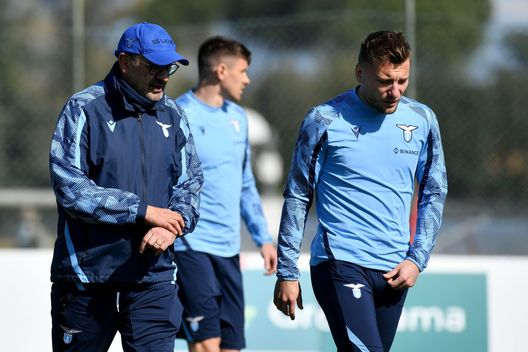 Sarri e Immobile a colloquio a Formello Sarri e Immobile a colloquio a Formello