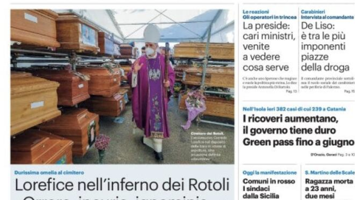 Prima Pagina, Giornale di Sicilia: “A spacciare con moglie e figli. È inferno Rotoli” prima pagina
