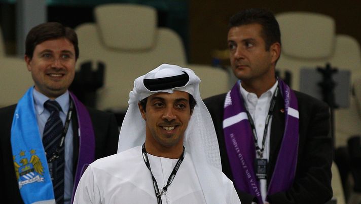 AL AIN, UNITED ARAB EMIRATES - MAY 15: Manchester City owner Sheikh Mansour bin Zayed Al Nahyan are pictured during the friendly match between Al Ain and Manchester City at Hazza bin Zayed Stadium on May 15, 2014 in Al Ain, United Arab Emirates. (Photo by Francois Nel/Getty Images) AL AIN, UNITED ARAB EMIRATES - MAY 15: Manchester City owner Sheikh Mansour bin Zayed Al Nahyan are pictured during the friendly match between Al Ain and Manchester City at Hazza bin Zayed Stadium on May 15, 2014 in Al Ain, United Arab Emirates. (Photo by Francois Nel/Getty Images)