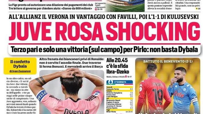 Corriere dello Sport, prima pagina 26 Ottobre 2020 