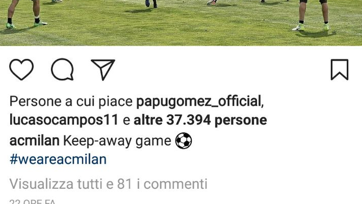 El Papu Gomez e quel ‘mi piace’ all’allenamento del Milan… El Papu Gomez e quel ‘mi piace’ all’allenamento del Milan… - immagine 1