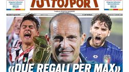 Prima Pagina, Tuttosport: “Due regali per Max. Chiedimi se sono felice”