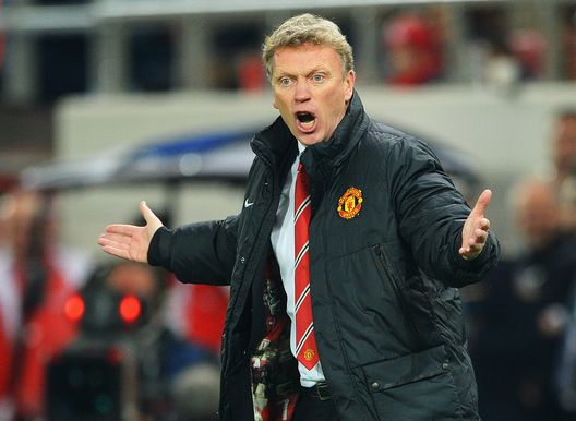 PIRAEUS, GREECE - FEBRUARY 25: Manchester United manager David Moyes reacts on the touchline during the UEFA Champions League Round of 16 first leg match between Olympiacos FC and Manchester United at Karaiskakis Stadium on February 25, 2014 in Piraeus, Greece. (Photo by Michael Regan/Getty Images) PIRAEUS, GREECE - FEBRUARY 25: Manchester United manager David Moyes reacts on the touchline during the UEFA Champions League Round of 16 first leg match between Olympiacos FC and Manchester United at Karaiskakis Stadium on February 25, 2014 in Piraeus, Greece. (Photo by Michael Regan/Getty Images)
