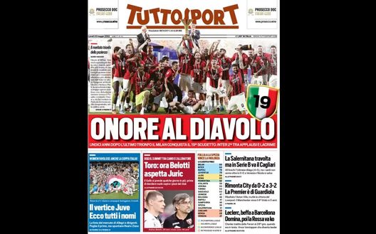 Prima Pagina, Tuttosport: “Onore al Diavolo. Salernitana ko ma in B va il Cagliari” Prima Pagina