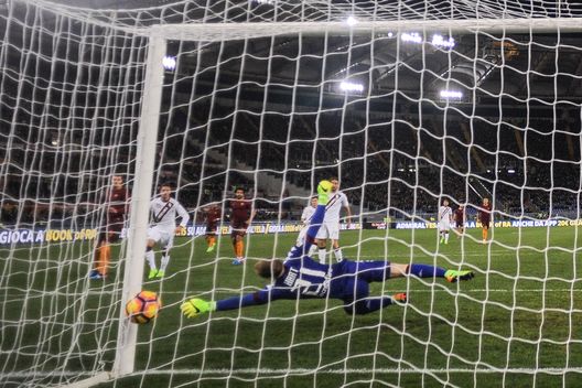  ROME, ITALY - FEBRUARY 19: AS Roma player Mohamed Salah scores the goal during the Serie A match between AS Roma and FC Torino at Stadio Olimpico on February 19, 2017 in Rome, Italy. (Photo by Luciano Rossi/AS Roma via Getty Images) 