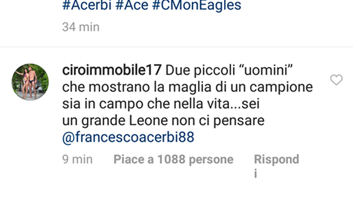 Ciro Immobile risponde ad Acerbi su Instagram 