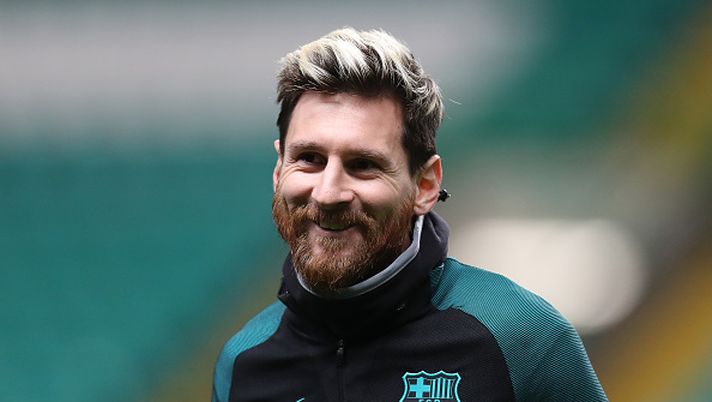 GLASGOW, SCOTLAND - NOVEMBER 22: Lionel Messi of Barcelona is seen during a training session prior to the UEFA Champions League match between Celtic FC and FC Barcelona at Celtic Park Stadium on November 22, 2016 in Glasgow, Scotland. (Photo by Ian MacNicol/Getty Images) 