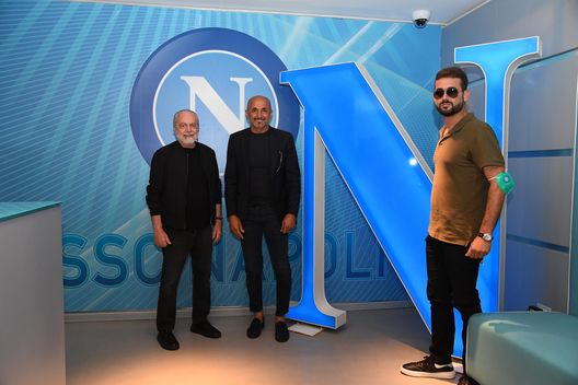  Luciano Spalletti, Aurelio De Laurentiis, Eduardo De Laurentiis (Photo by SSC NAPOLI via Getty Images) 