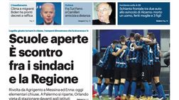 Prima Pagina, Giornale di Sicilia: “Scuole aperte. È scontro fra sindaci e la Regione, rivolta da Agrigento a Messina ed Enna”