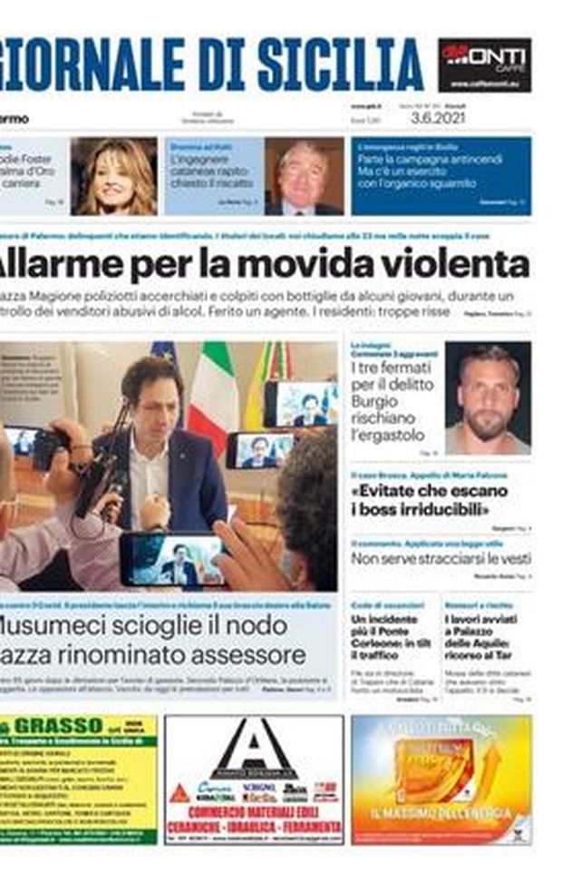 Prima Pagina, Giornale di Sicilia: “Allarme movida. Poliziotti accerchiati a Piazza Magione” Prima Pagina, Giornale di Sicilia: “Allarme movida. Poliziotti accerchiati a Piazza Magione”