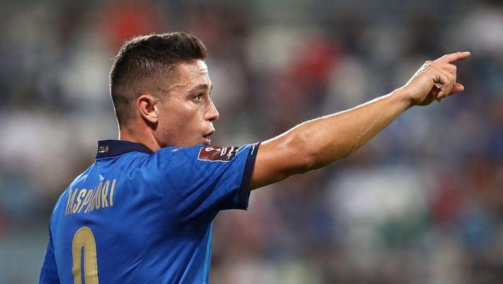 Giacomo Raspadori, attaccante del Sassuolo, qui con la maglia della Nazionale (Getty Images) 