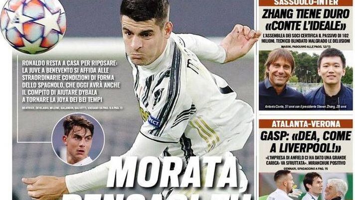 La prima pagina di Tuttosport, in edicola oggi, 28 novembre 2020 