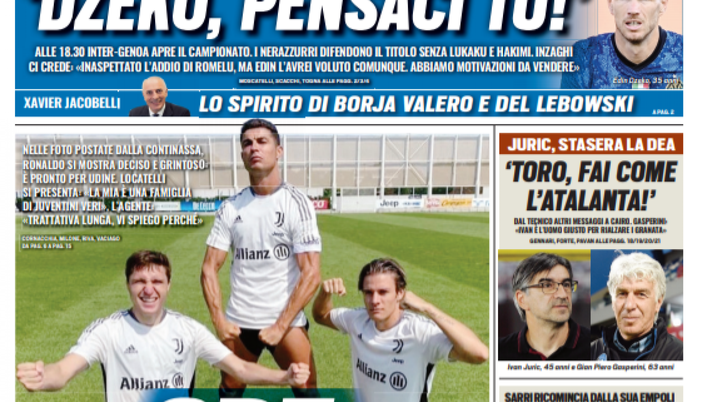 Prima Pagina, Tuttosport: “CR7: Juve, ci sono. Dzeko, pensaci tu”  Prima Pagina, Tuttosport: “CR7: Juve, ci sono. Dzeko, pensaci tu”
