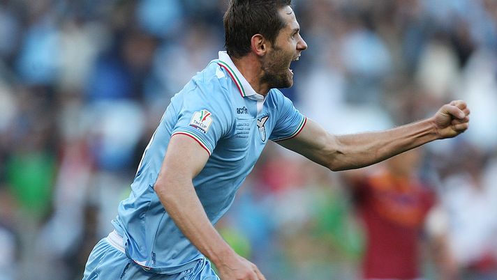 ROME, ITALY - MAY 26:  Senad Lulic of SS Lazio celebrates after scoring the opening goal during the TIM cup final match between AS Roma v SS Lazio at Stadio Olimpico on May 26, 2013 in Rome, Italy.  (Photo by Paolo Bruno/Getty Images) 