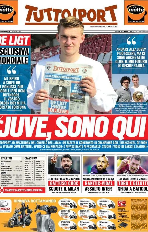 Prima Pagina, Tuttosport: “Juve, sono qui. Gattuso choc, scuote il Milan. Rakitic-Vidal, assalto Inter” Prima Pagina, Tuttosport: “Juve, sono qui. Gattuso choc, scuote il Milan. Rakitic-Vidal, assalto Inter”