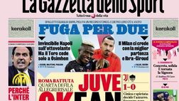Prima Pagina, La Gazzetta dello Sport: “Fuga per due. Juve OKean!”