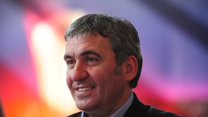 BUCHAREST, ROMANIA - APRIL 11: Romanian football player Gheorghe Hagi during the UEFA Europa League trophy handover ceremony at the National Arena stadium on April 11, 2012 in Bucharest, Romainia. Bucharest will host on May 9 the final football match of the UEFA Europa League. (Photo by Daniel Mihailescu/EuroFootball/Getty Images) BUCHAREST, ROMANIA - APRIL 11: Romanian football player Gheorghe Hagi during the UEFA Europa League trophy handover ceremony at the National Arena stadium on April 11, 2012 in Bucharest, Romainia. Bucharest will host on May 9 the final football match of the UEFA Europa League. (Photo by Daniel Mihailescu/EuroFootball/Getty Images)
