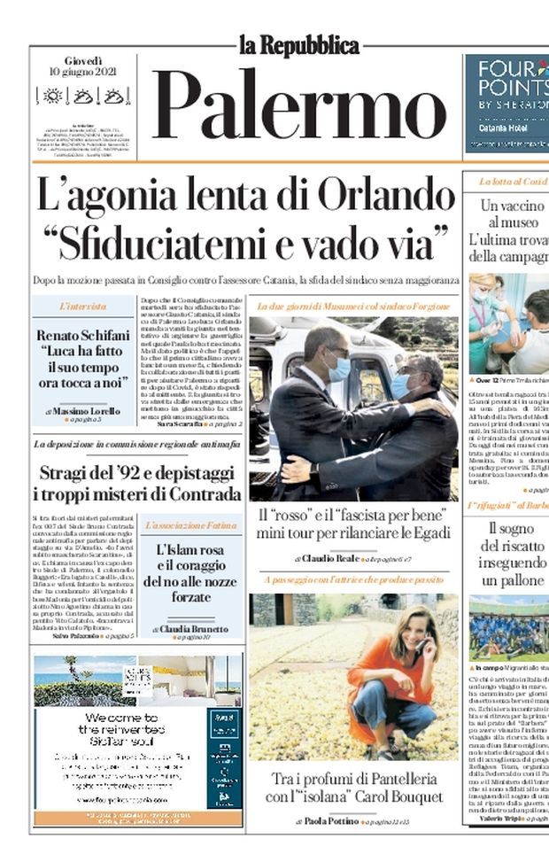 Prima Pagina, La Repubblica-Palermo: “L’agonia lenta di Orlando: Sfiduciatemi e vado via” 