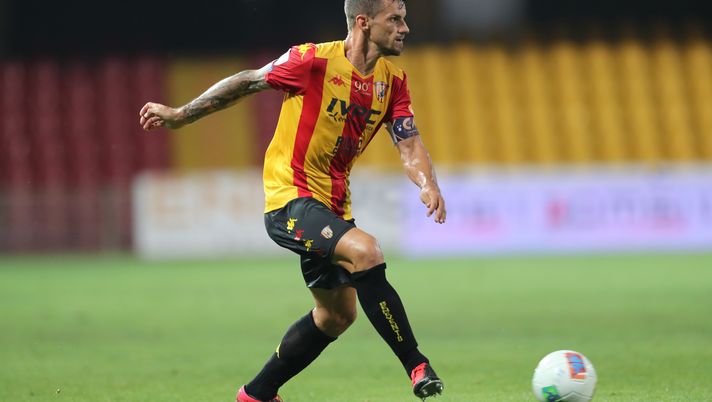 BENEVENTO, ITALY - JULY 17: Christian Maggio of Benevento Calcio during the serie B match between Benevento Calcio and AS Livorno at Stadio Ciro Vigorito on July 17, 2020 in Benevento, Italy. (Photo by Francesco Pecoraro/Getty Images) 
