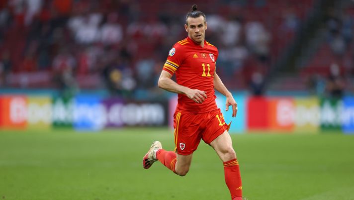 AMSTERDAM, NETHERLANDS - JUNE 26: Gareth Bale of Wales in action during the UEFA Euro 2020 Championship Round of 16 match between Wales and Denmark at Johan Cruijff Arena on June 26, 2021 in Amsterdam, Netherlands. (Photo by Dean Mouhtaropoulos/Getty Images) 