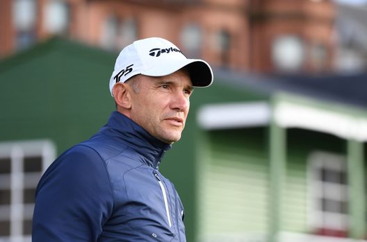 ST ANDREWS, SCOTLAND - SEPTEMBER 27: Andriy Shevchenko of Ukraine (Am), looks on at the 1st hole during a practice round ahead of The Alfred Dunhill Links Championship at The Old Course on September 27, 2021 in St Andrews, United Kingdom. (Photo by Mark Runnacles/Getty Images) ST ANDREWS, SCOTLAND - SEPTEMBER 27: Andriy Shevchenko of Ukraine (Am), looks on at the 1st hole during a practice round ahead of The Alfred Dunhill Links Championship at The Old Course on September 27, 2021 in St Andrews, United Kingdom. (Photo by Mark Runnacles/Getty Images)