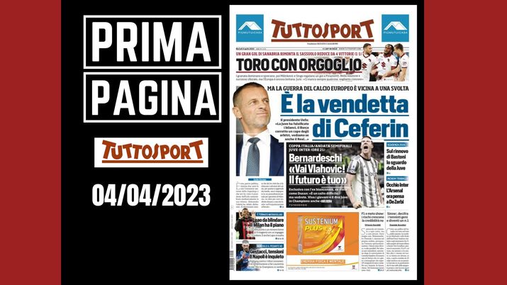 Prima pagina Tuttosport: 'La vendetta di Ceferin'