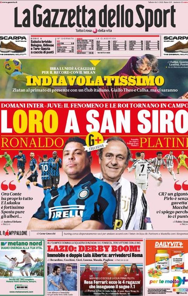 Prima Pagina, La Gazzetta dello Sport: “L’Oro a San Siro. Lazio, derby boom e arrivederci Roma” Prima Pagina, La Gazzetta dello Sport: “L’Oro a San Siro. Lazio, derby boom e arrivederci Roma”