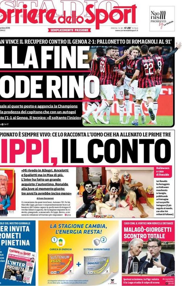 Prima Pagina, Corriere dello Sport: “Lippi, il conto. Alla fine gode Rino. Malagò-Giorgetti: scontro totale…” Prima Pagina, Corriere dello Sport: “Lippi, il conto. Alla fine gode Rino. Malagò-Giorgetti: scontro totale…”
