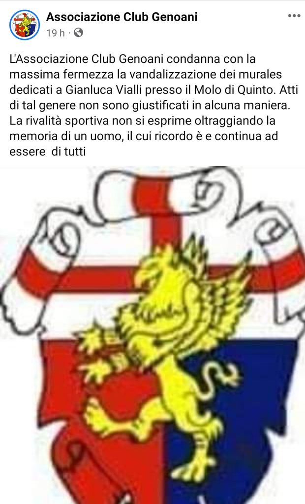 Genova Quinto, il derby del buon senso: imbrattamento Vialli, genoani “disgustati”- immagine 3