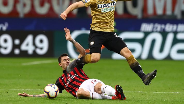 Kevin Lasagna e Alessio Romagnoli in Milan-Udinese, Getty Images 