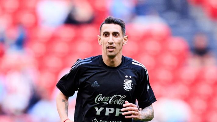 BILBAO, SPAIN - MAY 28: Angel Di Maria of Argentina reacts during a training session at San Mames Stadium Camp on May 28, 2022 in Bilbao, Spain. Argentina will face Italy in Wembley on June 1 as part of the Finalissima Trophy. (Photo by Juan Manuel Serrano Arce/Getty Images) Gazzetta: “Allegri vuole a tutti i costi Di Maria, ha fatto una richiesta alla Juventus” - immagine 1
