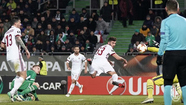 Patrick Cutrone va in gol in Ludogorets-Milan, @acmilan