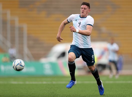  LIMA, PERU - AUGUST 01: Adolfo Gaich of Argentina drives the ball during Men´s football First Round Group A match between Mexico and Argentina on Day 6 of Lima 2019 Pan American Games at San Marcos stadium on August 01, 2019 in Lima, Peru. (Photo by Buda Mendes/Getty Images) 