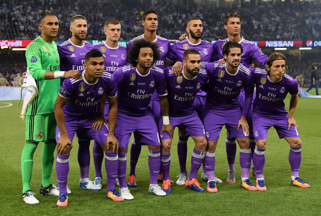  CARDIFF, WALES - JUNE 03:  Real Madrid team pose for a photograph prior to the UEFA Champions League Final between Juventus and Real Madrid at National Stadium of Wales on June 3, 2017 in Cardiff, Wales.  (Photo by Matthias Hangst/Getty Images) 