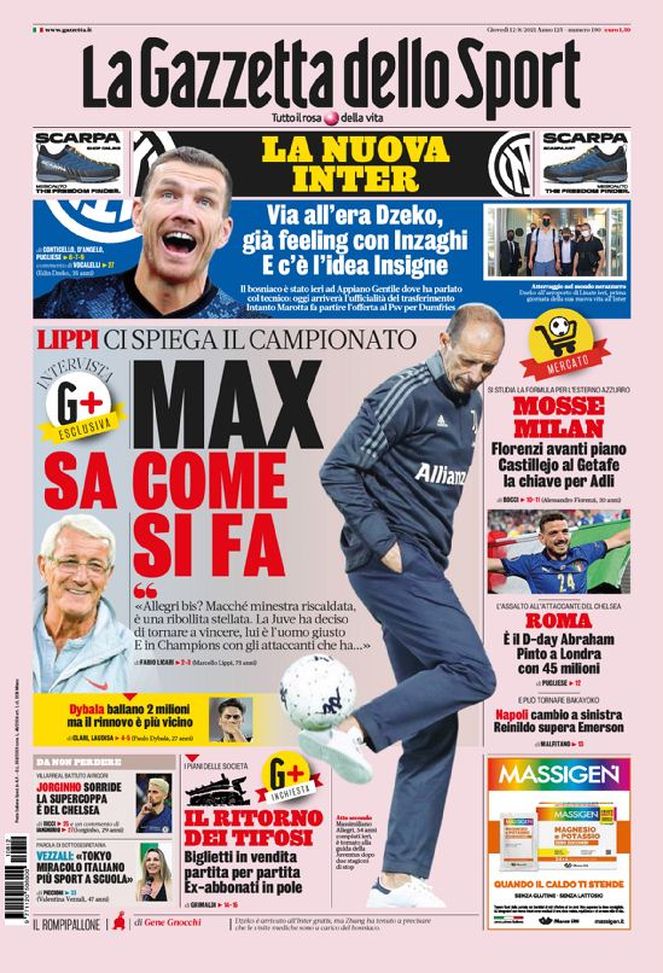 Prima Pagina, La Gazzetta dello Sport: “Max sa come si fa! La nuova Inter”  Prima Pagina, La Gazzetta dello Sport: “Max sa come si fa! La nuova Inter”