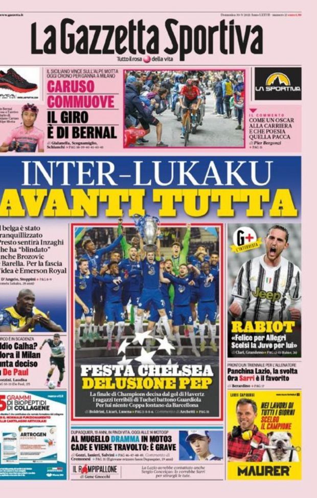 Prima Pagina, La Gazzetta dello Sport: “Inter-Lukaku avanti tutta. Il Milan punta decisa su De Paul” 