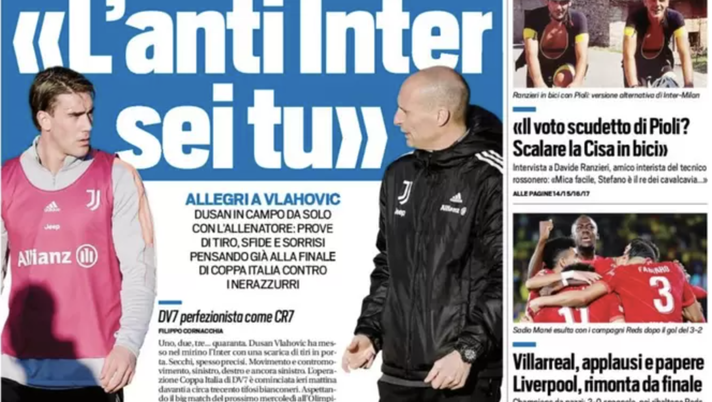 Prima Pagina, Tuttosport: “Allegri-Vlahovic, l’anti-Inter sei tu. Liverpool rimonta” prima pagina