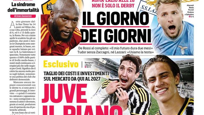 EDICOLA CDS – Juve, il piano segreto di Elkann. Roma-Lazio, il giorno dei giorni - immagine 1