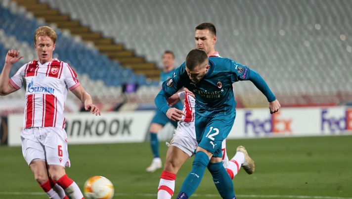 Ante Rebic (attaccante AC Milan), qui durante Stella Rossa-Milan (Europa League 2020-2021) | News (Getty Images) 