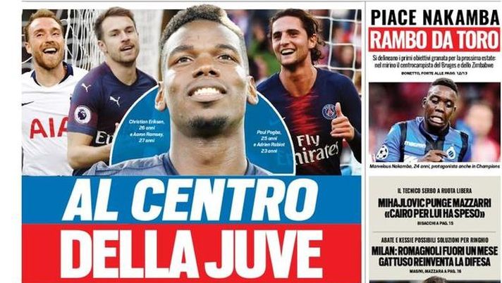 Prima Pagina, Tuttosport: “Al centro della Juve. Bella Italia, ma senza bomber. Inter su Benassi e Chiesa…” Prima Pagina, Tuttosport: “Al centro della Juve. Bella Italia, ma senza bomber. Inter su Benassi e Chiesa…”