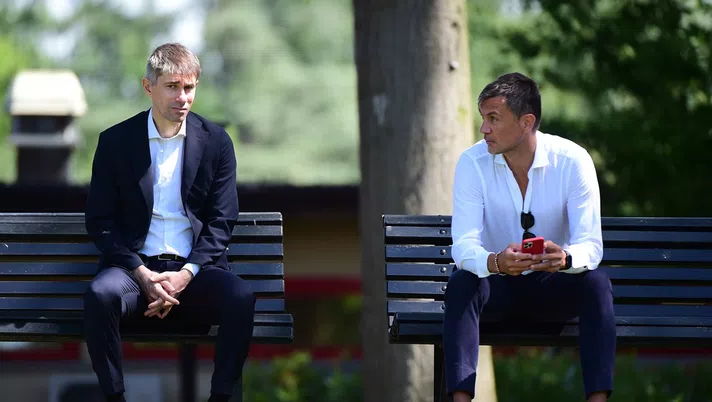 Paolo Maldini e Frederic Massara, dirigenti del Milan