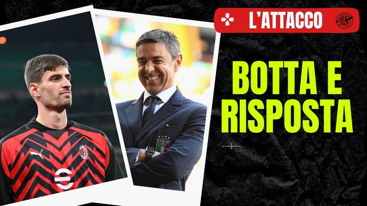 Alessandro Costacurta, ex calciatore rossonero, e Matteo Gabbia, difensore dell'AC Milan (getty images)